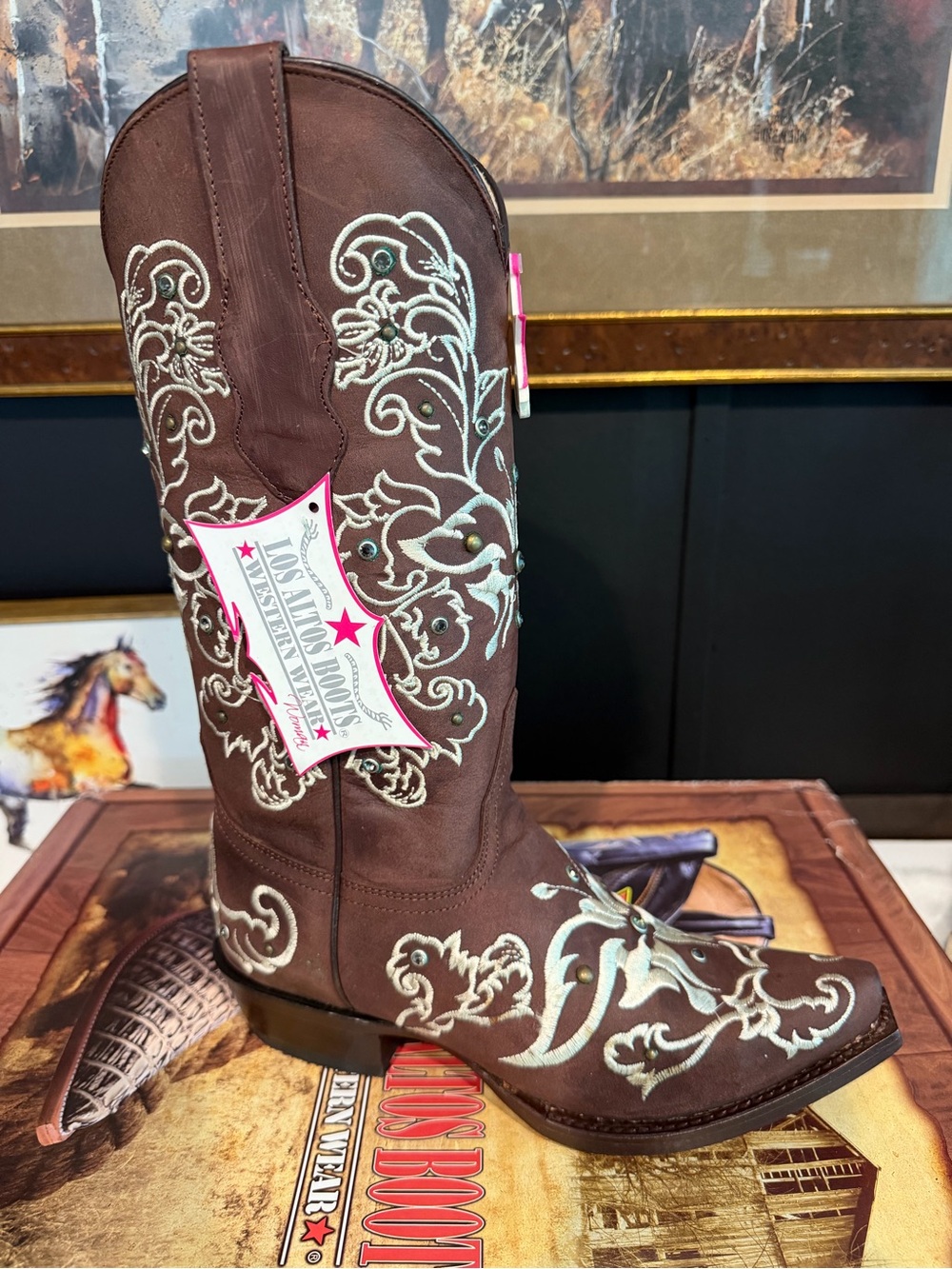 💎LOS ALTOS SWAROVSKI CRYSTAL BOOTS💎 CHOCOLATE SIZE 7 & 9.5